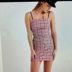 Urban Outfitters Pink Plaid  Checkered Mini Dress Jumper Size Small